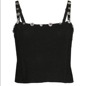 Staud Knit Black Button Cotton Tank, XS